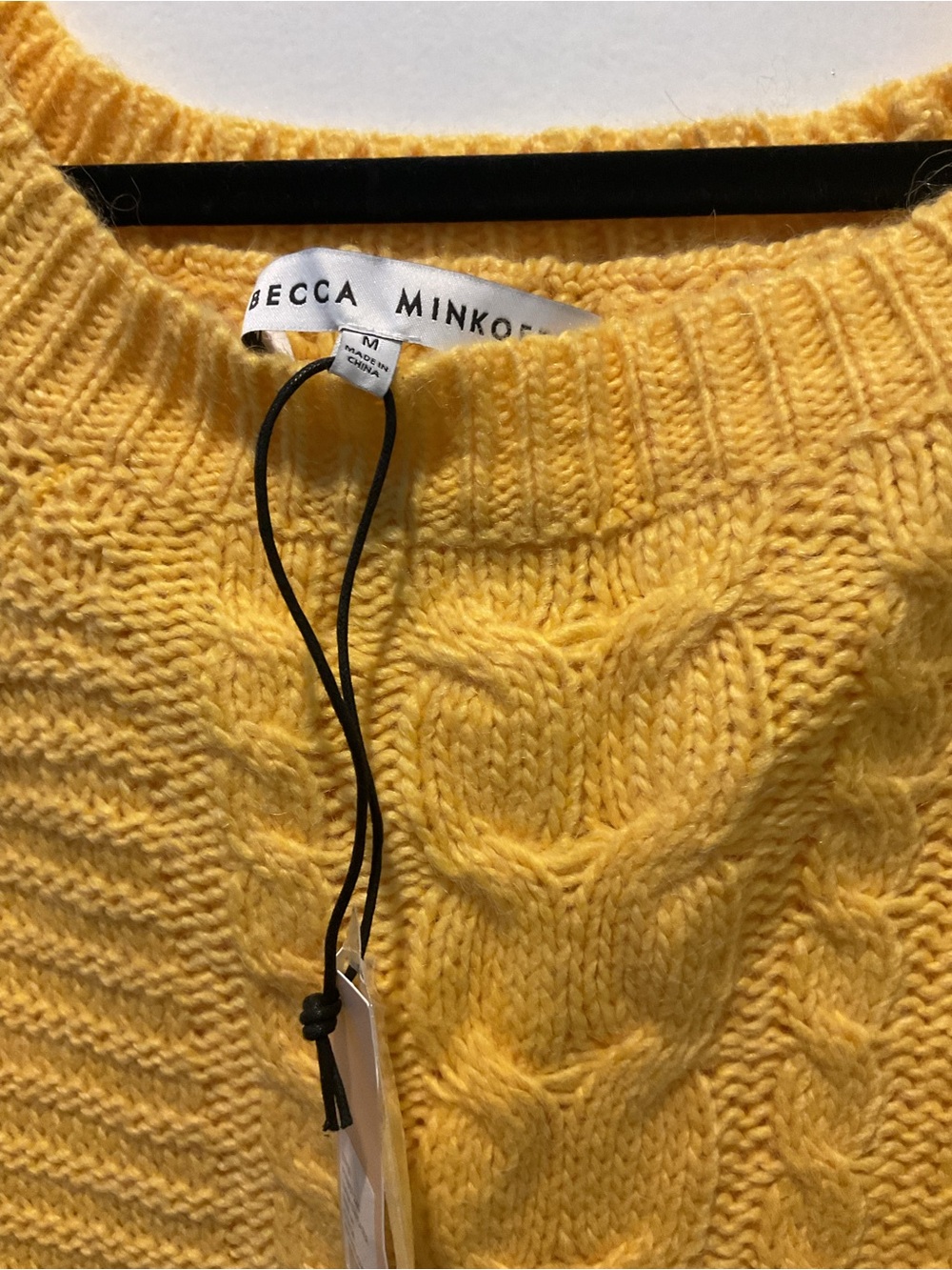 Rebecca Minkoff Juna Yellow Cable Knit Scoop Sweater NWT - Picture 3 of 6